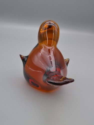 Chubby Winged Bird Figurine Pilgrim Blown Art Glass Brown Amber Vintage MCM 5" - Picture 6 of 17