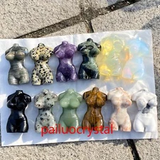 10pcs Wholesale Natural Mixed Women Quartz Crystal Skull Carved Goddess Gem 1.8"