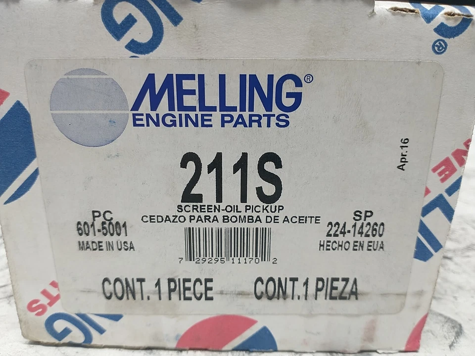Pantalla de camioneta de aceite de motor Melling 211S para modelos seleccionados Chevrolet GMC 1994-1995 Foto 2 de 4