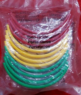 Set of 12 Plastic Taco Holders, Green, Yellow, Red, Sealed Bag From Avon