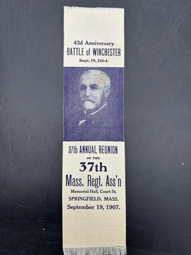 1864 Civil War Reunion Ribbon Battle of Winchester 27th Massachusetts Reg 1907