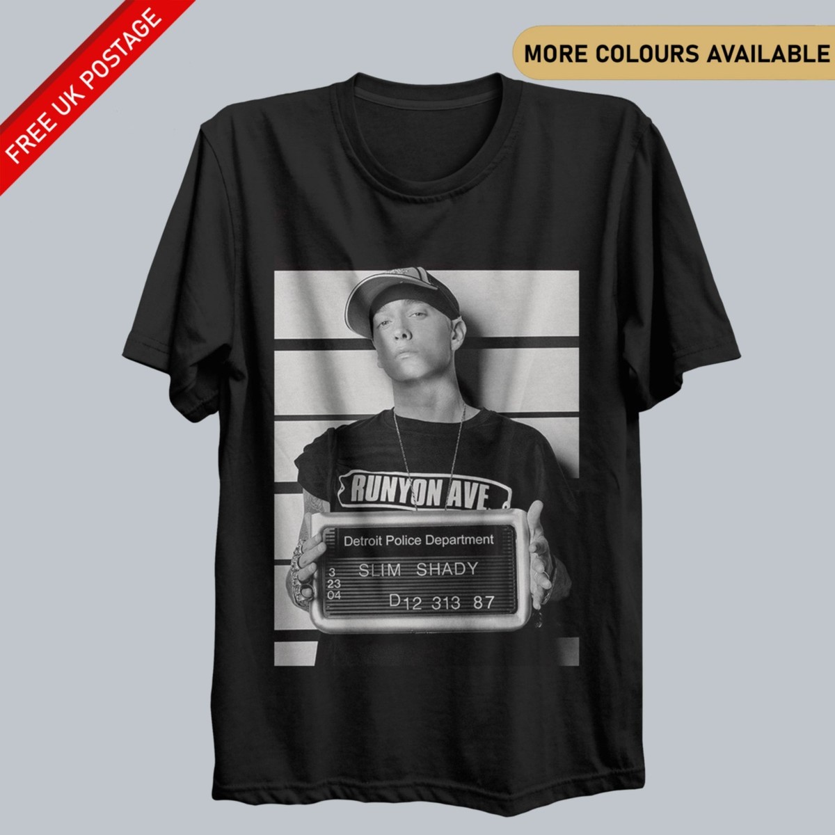 Eminem TShirt Unisex Slim Shady Mugshot T Shirt 100% Cotton