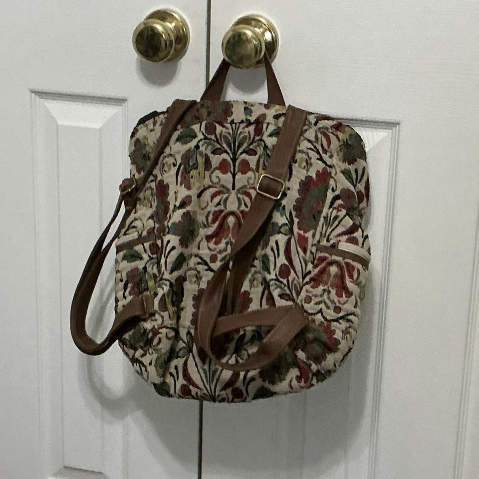 Joe Boxer 复古背包编织挂毯花卉图案拉链口袋抽绳 — 第 2/4 张图片