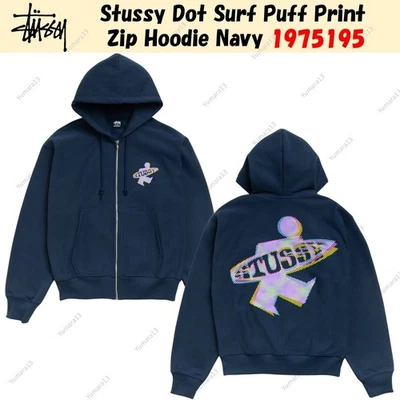 Stussy Dot Surf Puff Print Zip Hoodie Navy 1975195 - Photo 1/3