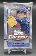 2025 Topps Chrome Baseball 4 Card Booster Pack Factory Sealed