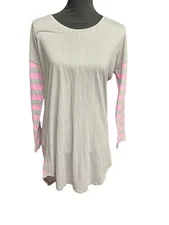 Victorias Secret Small Pink Sleep Shirt Long Sleeve Pajamas Nightgown Striped