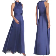 Sachin & Babi Deep Cobalt Blue Kayla Halter Gown Size 8 $285