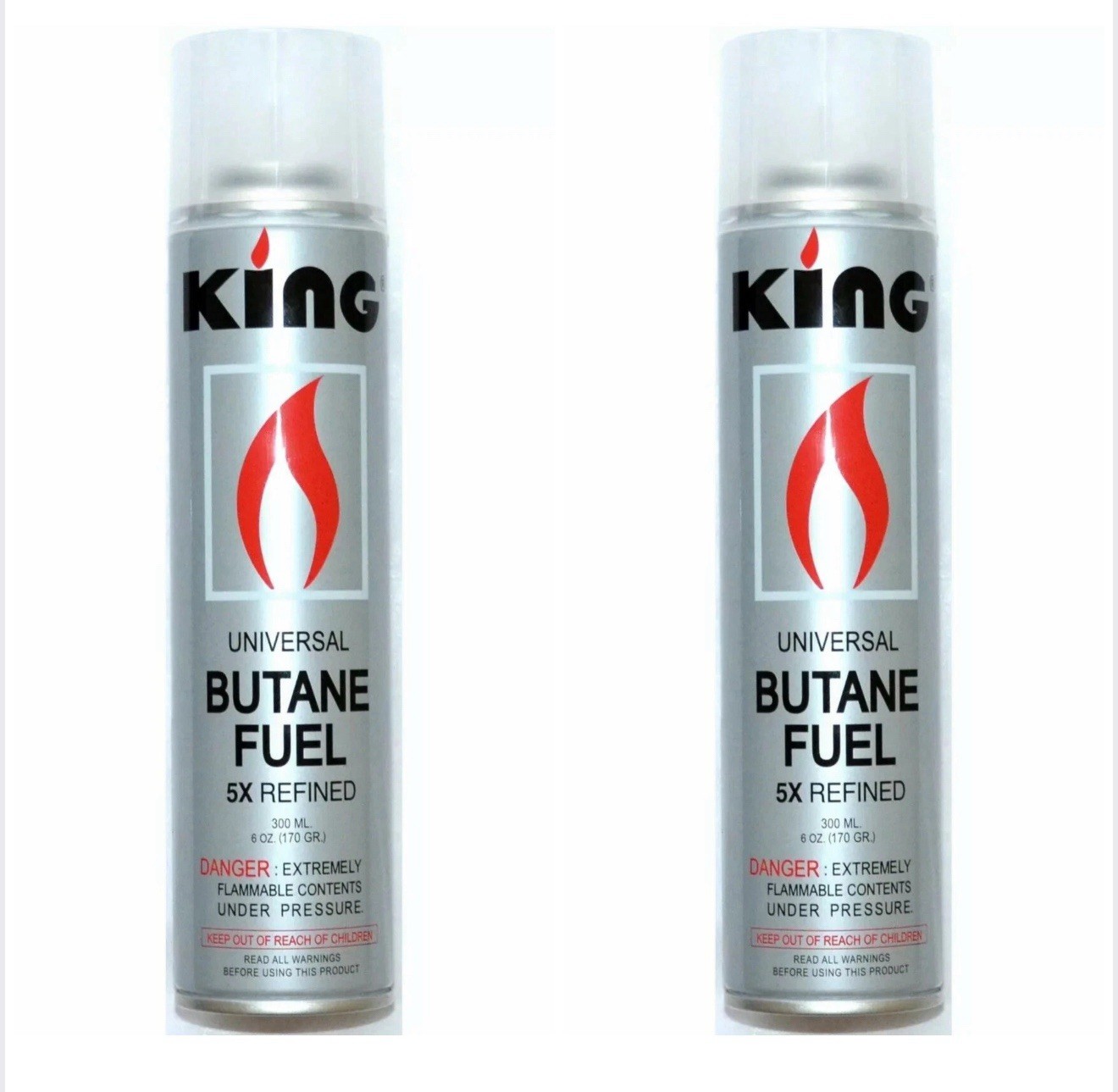 2 count King Super Premium Universal Butane 5X Quintuple Refined Fuel 300 ml 6oz