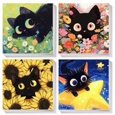 4 Pack Paint by Numbers Kit for Adults Framed, Easy Cut Cat Paint by 4BOP-1