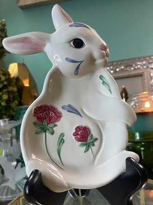 Vintage Lenox Barnyard collection  Poppies on Blue  spoon rest dish Easter Bunny