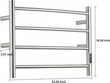 4 Bar Electric Towel Warmer with Built-in Timer - Plug in Brushed