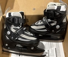 Lake Placid Summit Adjustable Youth Ice Skates Black/White/Grey, Small 10J-13
