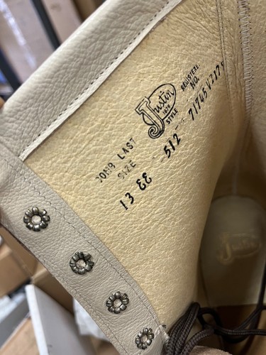 Vintage Collectable Justin Leather Boot Bone Corona Size 13 EE - Picture 7 of 10