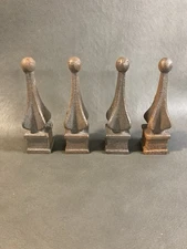 4 Cast Iron  Fence Finials 4 In Tall 3/4 Opening At Bottom Vintage Antique Old