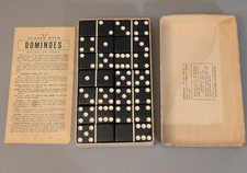 VTG Dominoes - Puremco Super Thick Black Marblelike No. 816 w/ Box - Waco TX USA