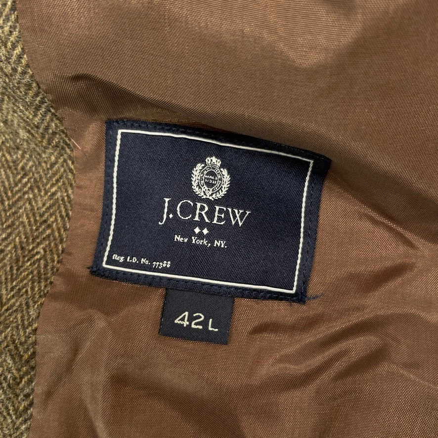 Blazer Abrigo Deportivo Chaqueta J Crew Marrón Mezcla Lana Espiga Talla 42L 03790 Foto 3 de 4
