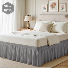 Grey Bed Skirts Dust Ruffle for Queen Size, 18" Tailored Drop, Easy to Install