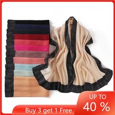 Muslim Women Hijab Wrap Long Scarf Head Cover Shawls Arab Scarves Wrinkle Stoles