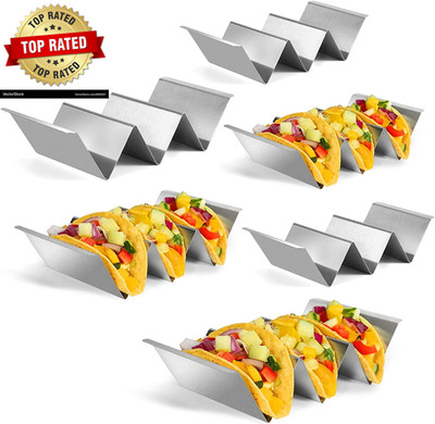 Taco Holders Set of 6, Taco Stand, Stainless Steel Taco Holder, with Easy-Access