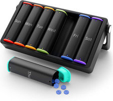 Weekly Pill Organizer 2 Times a Day, KOVIUU Large Travel Pill Box 7 Day, Am Pm T