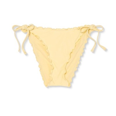Xhilaration Ruffle High Leg Bikini Bottom Yellow Juniors Medium 4-6 New Swim