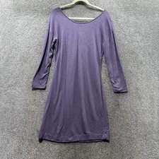 LOFT Lounge Dress Women Small Purple Long Sleeve Knot Back Soft Rayon Stretch