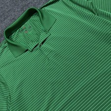 RLX Ralph Lauren Polo Shirt Mens Medium Green Stripe Golf Performance Stretch