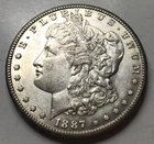 1887-S Morgan Silver Dollar $1, AU+. F195