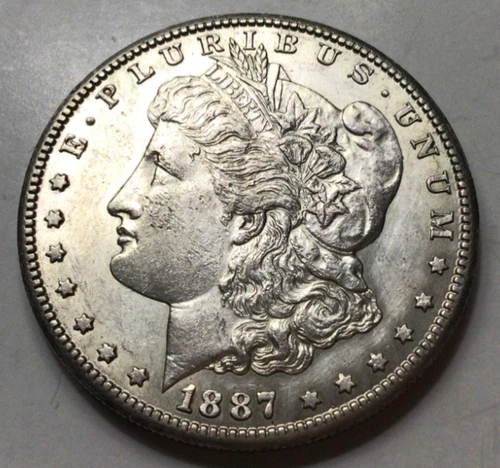 1887-S Morgan Silver Dollar $1, AU+. F195