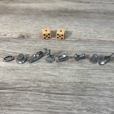Vintage 1961 Monopoly 8 Metal Pieces And 2 Dice Complete 