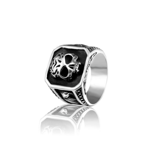 Men's Punk Compass Viking Celtic Knot Gem Encrusted Domineering Engraved Rings - Picture 11 of 94