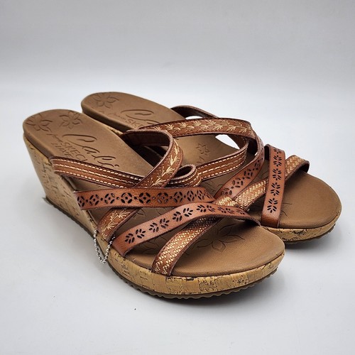 Sandalo donna Skechers Beverlee Tiger Posse taglia 7 cinturino zeppa slide marrone - Foto 2 di 10