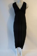 Womens Dolan T-Shirt Black Sleeveless Plunging V-Neck Long Tiered Maxi Dress S *