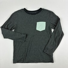 Cat Jack Tshirt Boys Medium 8/10 Gray Striped Long Sleeve