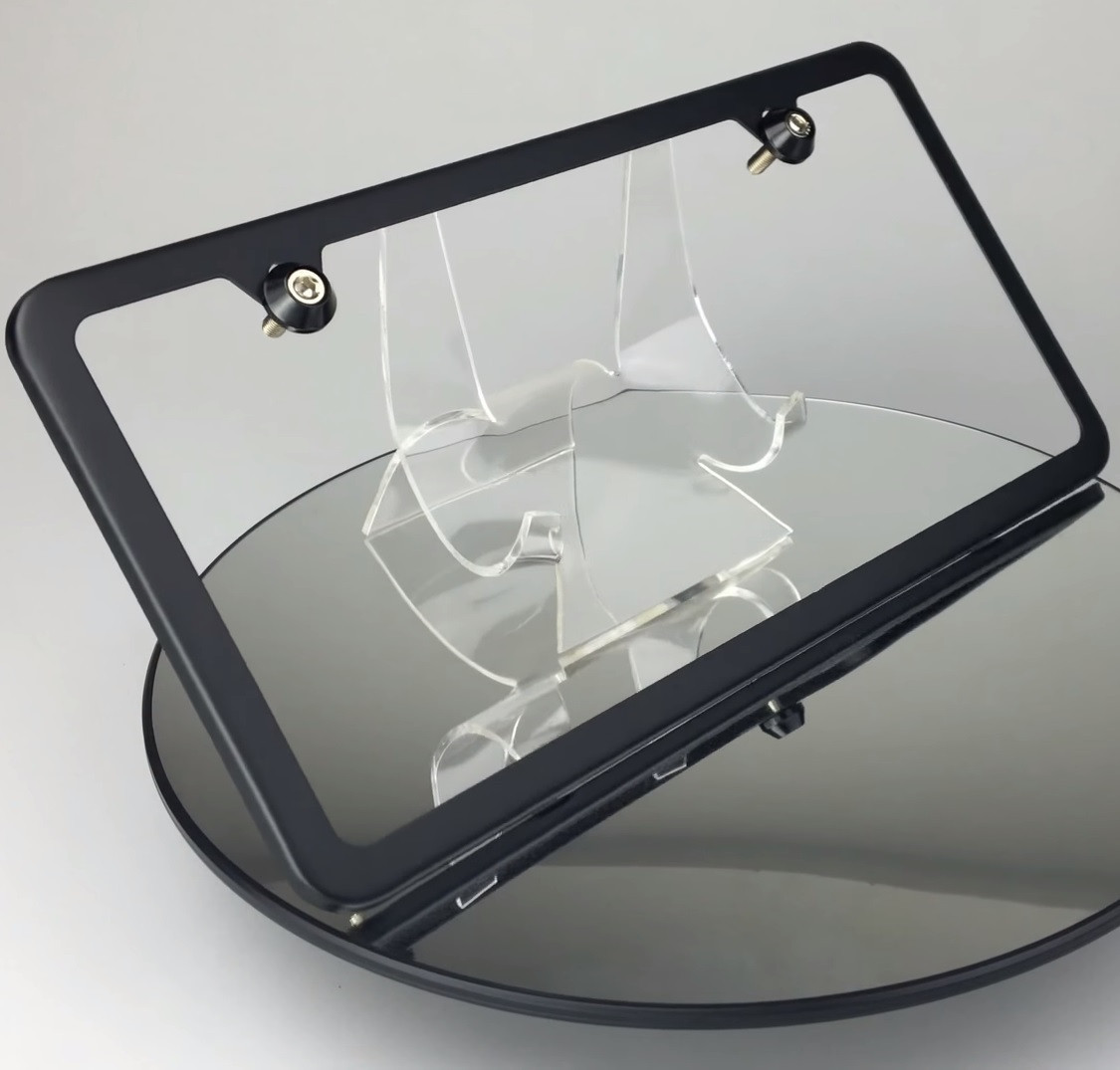 Black License Plate Frame Deselen S 2-Pack - Stainless Steel Thin Frame With Screw Caps 2 Pack Car Plate Holders - Foto 2