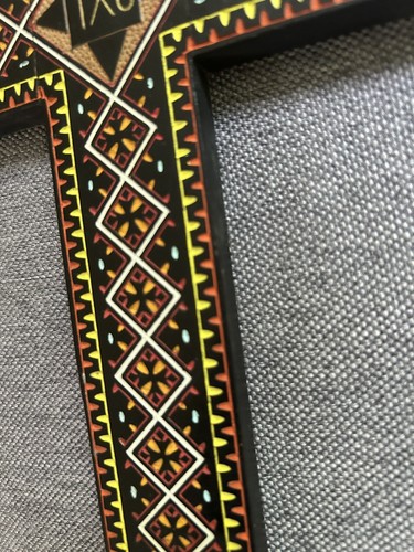 Large Egyptian Inlaid Handmade Wooden Cross Christian Catholic 11.5" Jesus - Picture 5 of 9