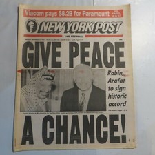New York Post September 13 1993 Give Peace Chance Yasser Arafat Jimmy Carter 8C