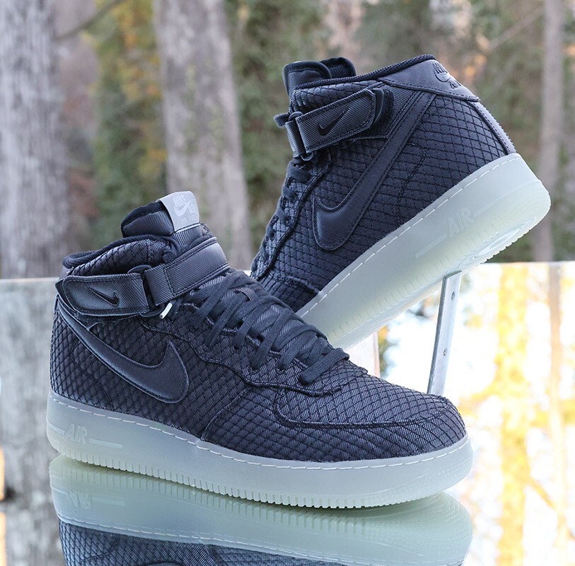 Nike Air Force 1 Mid 07 LV8 Woven Black Men's Size 12 White Nike Air Force 1 Mid 07 LV8 Woven Black Men's Size 12 White
