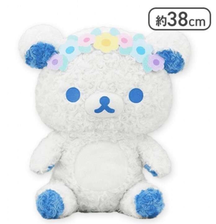 Rilakkuma Flower Crown White Rose Plush Doll Blue Ver. XL System