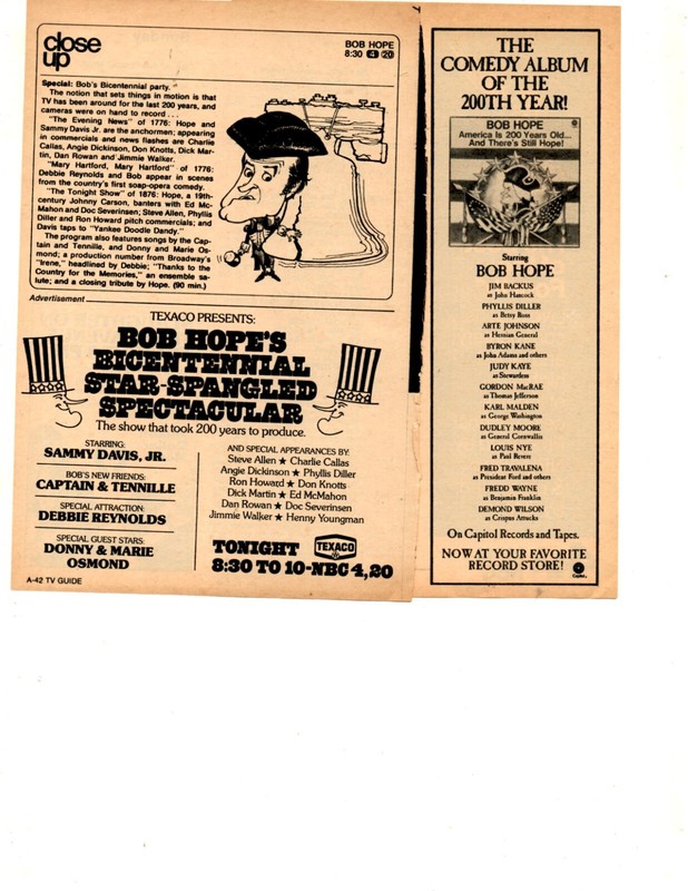 BOB HOPE 6 ounce original clippings lot.