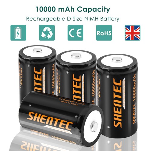 4Pack D Cell D Size Rechargeable Battery 10000mAh NiMH LR20 HR20 MONO