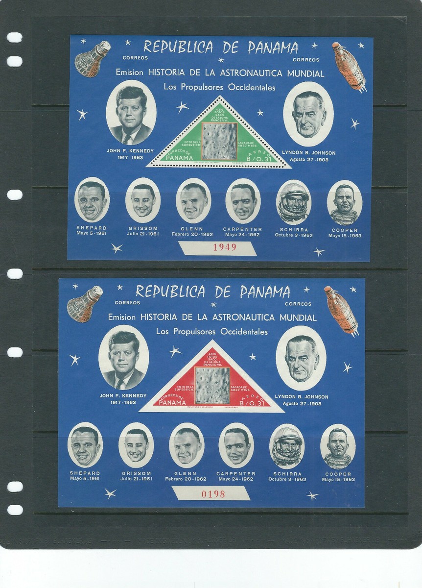 PANAMA 1965 JFK LBJ KENNEDY, ASTRONAUTS, SHEPARD etc souv. sheets