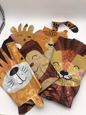 Lot Of 5 Jumbo Mylar Foil Animal Balloons, Tiger Giraffe Monkey Lion Cheetah