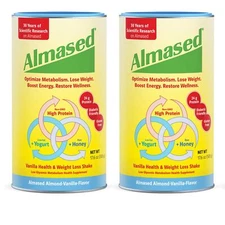 Almased Meal Replacement Shake Almond Vanilla Pack of 2 17.6 Ounce Non GMO