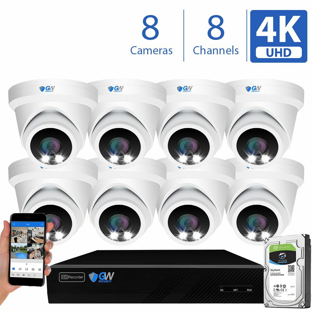 8 Channel NVR 8 X 8MP Starlight Color Night 4K PoE Dome Security Camera System