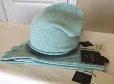 NWT ALASHAN 100% Cashmere Essential Slouchy Beanie and gloves set one size