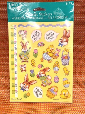 BRAND NEW AMERICAN GREETINGS EASTER BUNNY CHICKS BASKET EGGS STICKERS 4 SHEETS