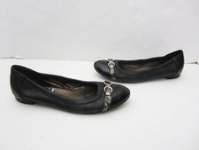 AGL Attilio Giusti Leombruni Black Patent Leather Toe Cap Ballet Flats 37.5 7