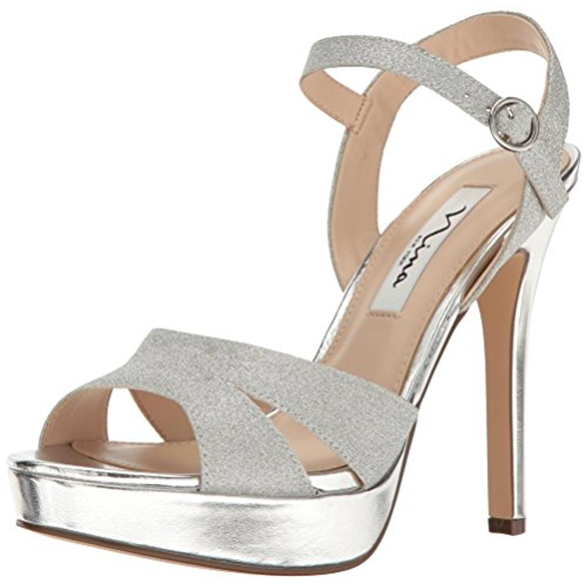 Nina Womens Shara Silver Platforms Dress Heels Shoes 8.5 Medium (B,M) BHFO 5883 Nina 8.5 Womens Shara Silver Platforms Dress Heels Shoes 8.5 Nina Medium (B,M) BHFO 5883 54c407