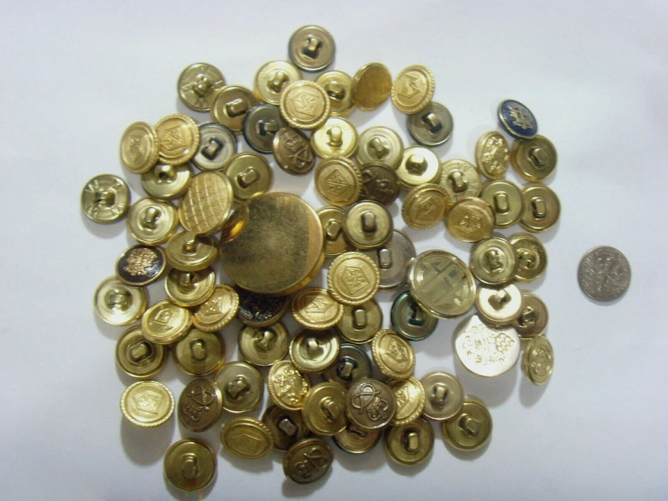 75 vintage and antique metal assorted buttons lot old collection unused 51051 - Image 2 of 4
